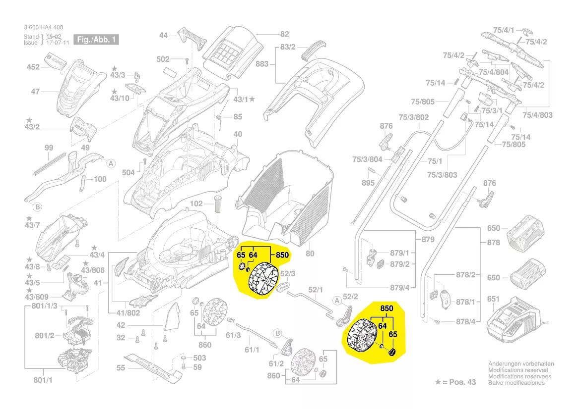 Roue arrière tondeuse Bosch réf. F 016 104 422